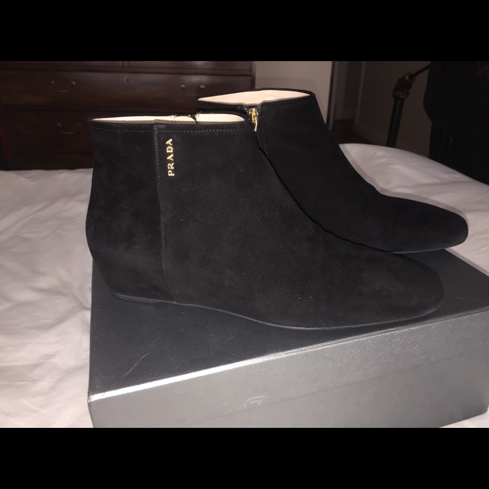 Prada Black suede booties